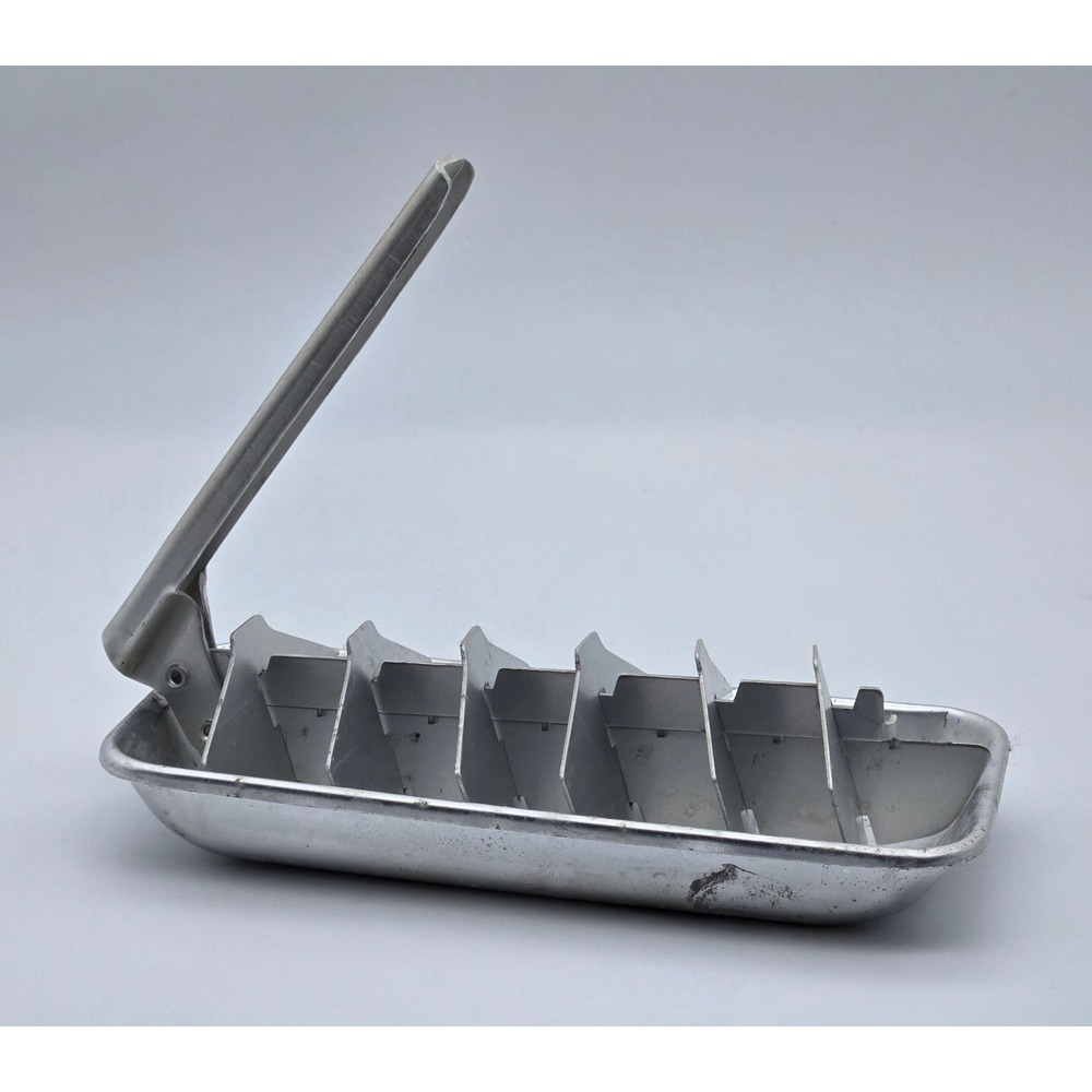 Vintage Ice Cube Tray Lever Release MCM Aluminum Silver‎ Barware 1950